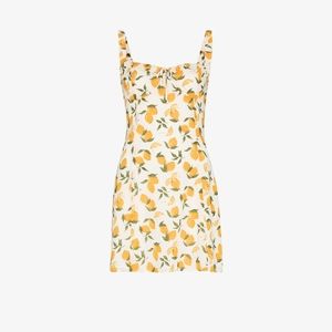 Reformation Jordy Lemon Print Mini Dress Cups Tie Size 8